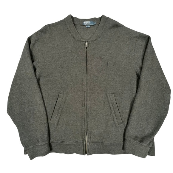 Polo Ralph Lauren Other - Vintage Y2K Polo Ralph Lauren Sweatshirt Jacket Mens XL Gray Full Zip Bomber